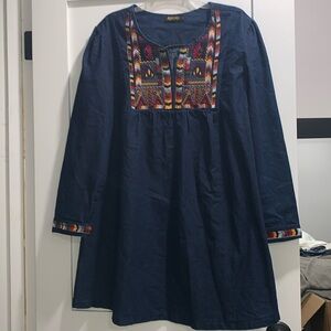 Reborn Denim Dress with embroidered front yolk.Women's Sz L Cowgirl Core Western